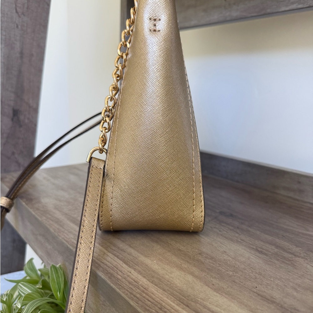Michael Kors Metallic Gold Saffiano Shoulder Bag - Picture 4 of 5